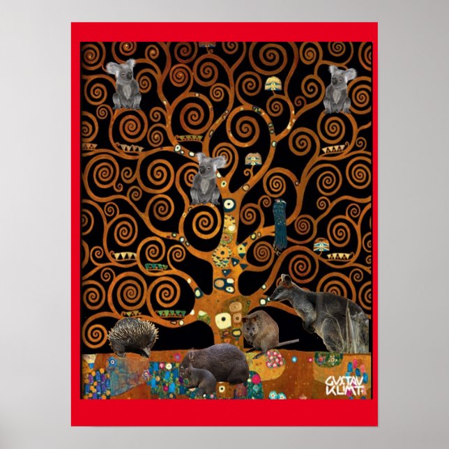 Australian Wildlife in Tree of Life, Klimt parody, Poster (Vorne)