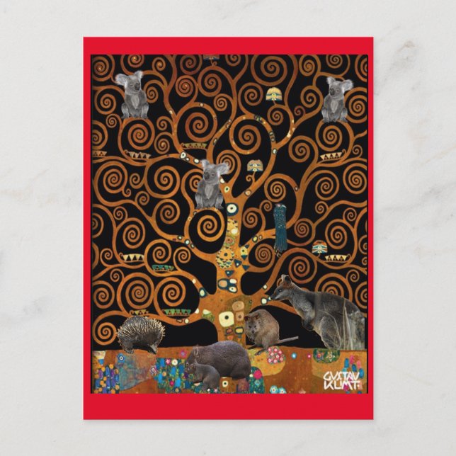 Australian Wildlife in Tree of Life, Klimt parody, Postkarte (Vorderseite)