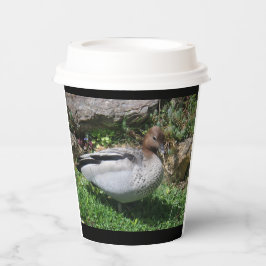 Australian Wood Duck in Tranquil Garden Pappbecher