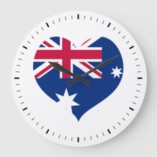 Australie Drapeau Coeur Découpe Mur Horloge