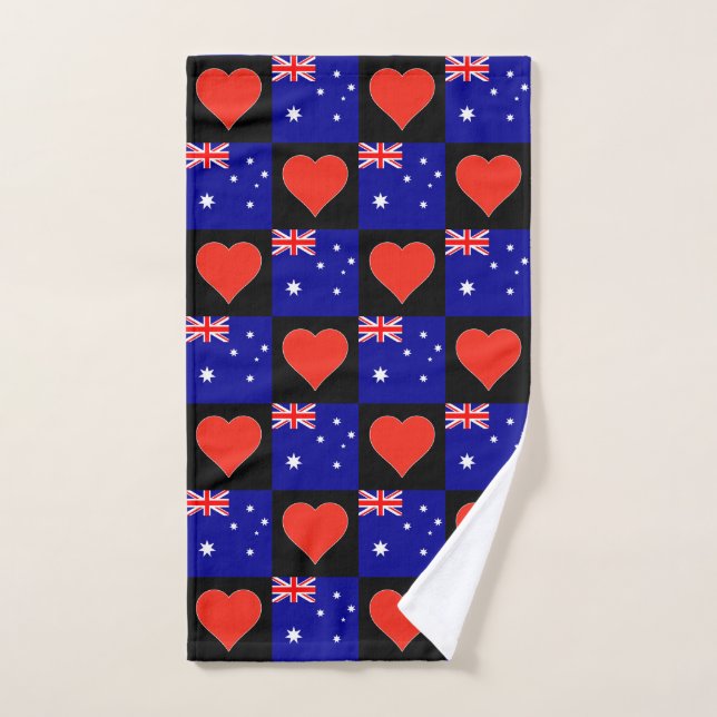 Australie Drapeau et Motif de coeur Australian Pri (Serviette à main)