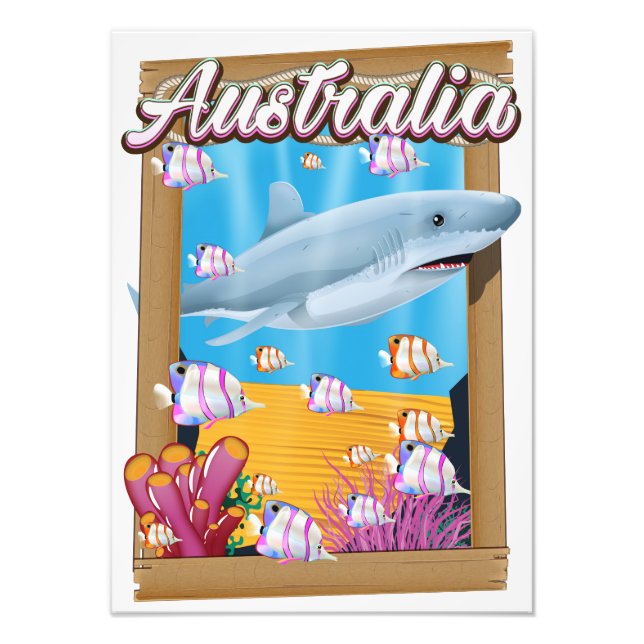 Australie poster de voyage de requins sous-marins (Devant)