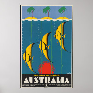 Australie - Poster vintage de la Grande Barrière d