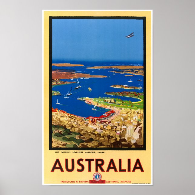 Australie Poster Vintage voyage restauré (Devant)