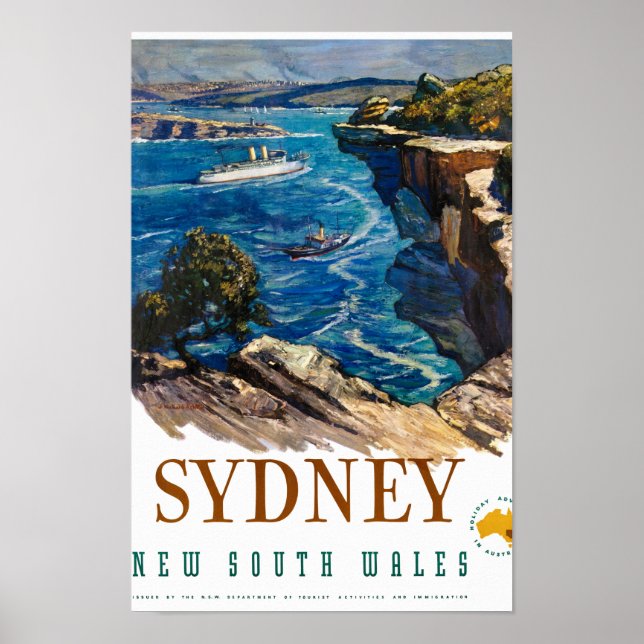 Australie Poster Vintage voyage restauré (Devant)