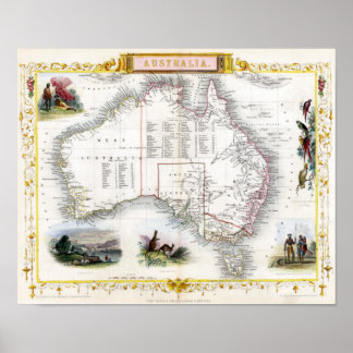 Australien 1851 Karte Poster