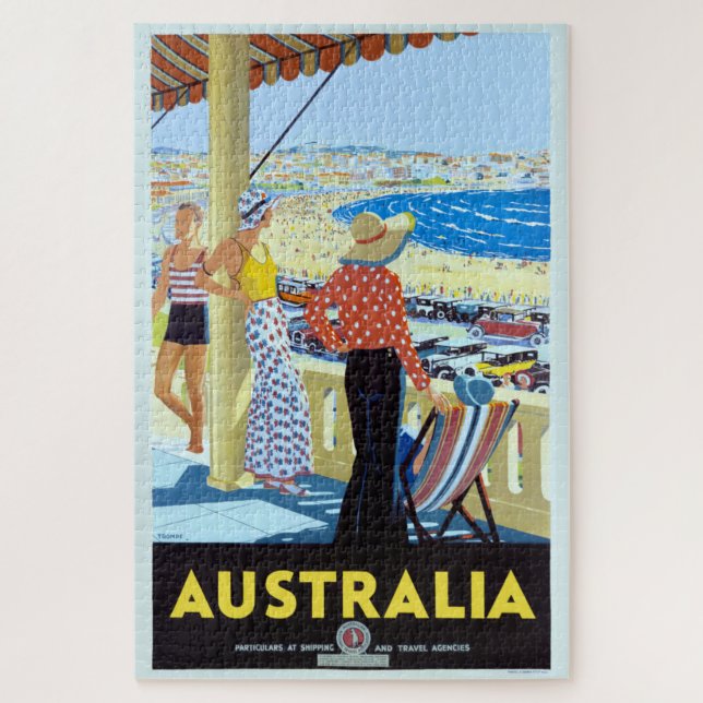 AUSTRALIEN 1920er BONDI BEACH REISE POSTER Jigsaw  (Vertikal)