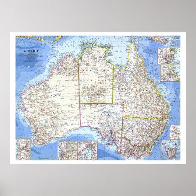 " Australien: 1963 detaillierte MAP ... Poster (Vorne)