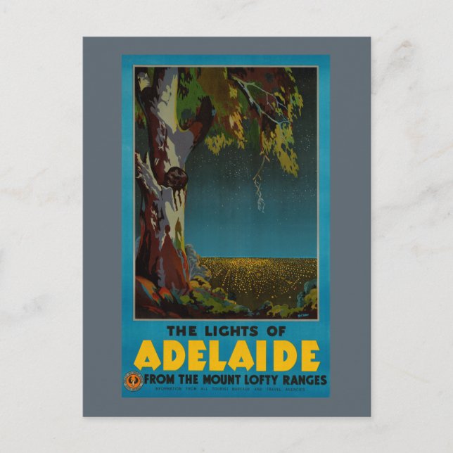 Australien Adelaide Restured Vintage Travel Poster Postkarte (Vorderseite)