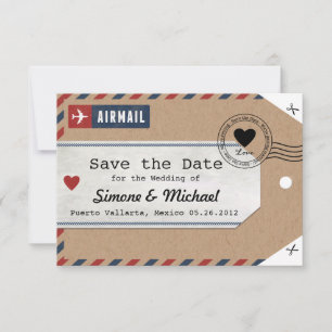 Australien Airmail Gepäckmarke Rett Datum mit Kart Save The Date