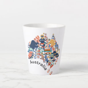 Australien Animal Map Latte Tasse