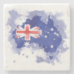 Australien-Aquarell-Karte Steinuntersetzer