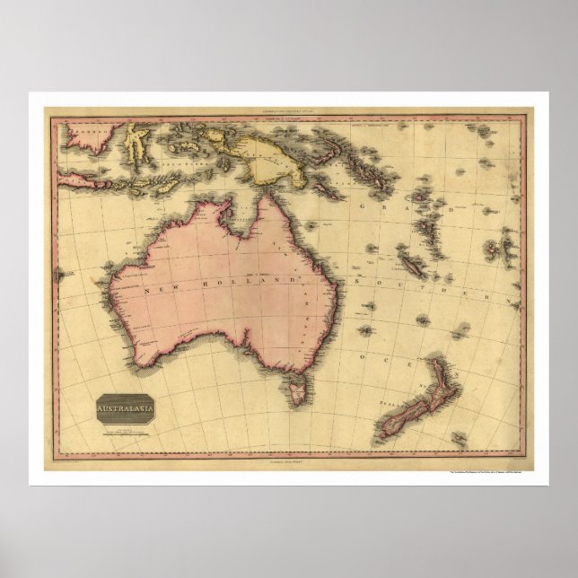 Australien Asien Karte von John Pinkerton 1818 Poster (Vorne)