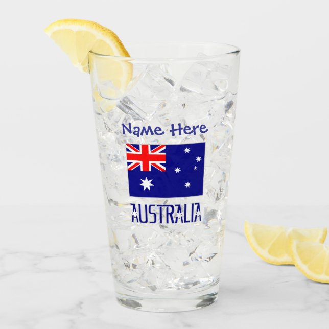 Australien Australische Flagge Blau Personalisieru Glas (Vorderseite Ice)