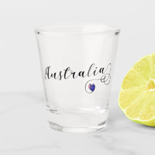 Australien, australische Flagge im Herzen Schnapsglas