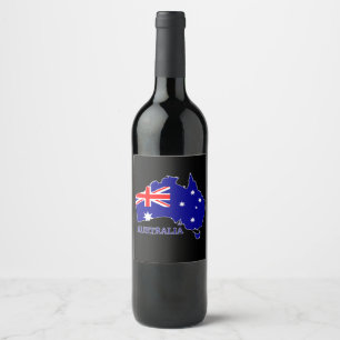 Australien Australische Flagge Karte Reise Weinetikett