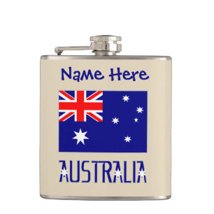 Australien - Australisches Flaggenblau Personalisi Flachmann