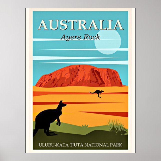 Australien, Ayers Rock, Vintage Reiseplakat Poster (Vorne)