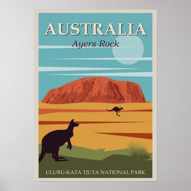 Australien Ayers Rock Vintage Travel Poster (Vorne)