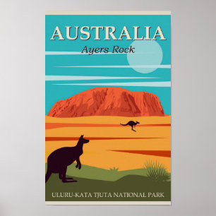 Australien Ayers Rock Vintage Travel Poster