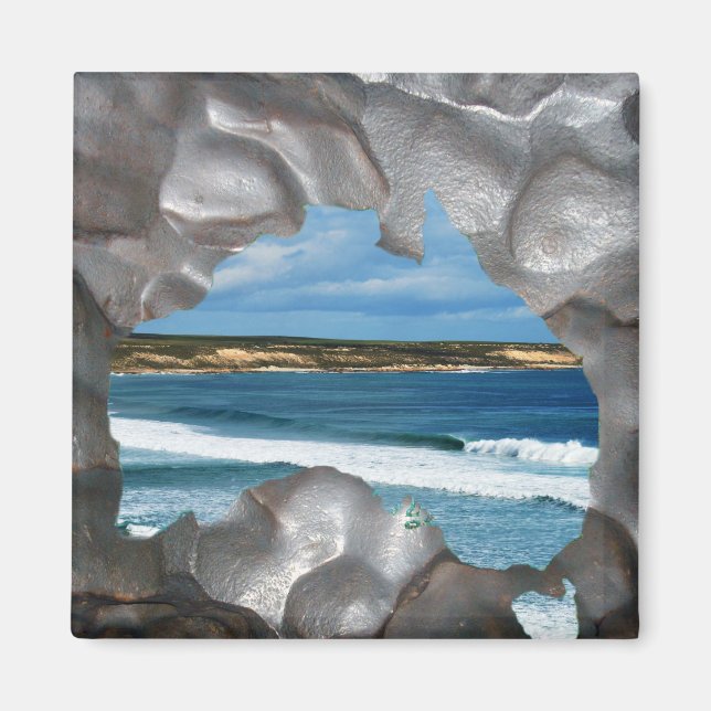 Australien Beach Metallic Map View, Kühlschrankmag Magnet (Vorne)