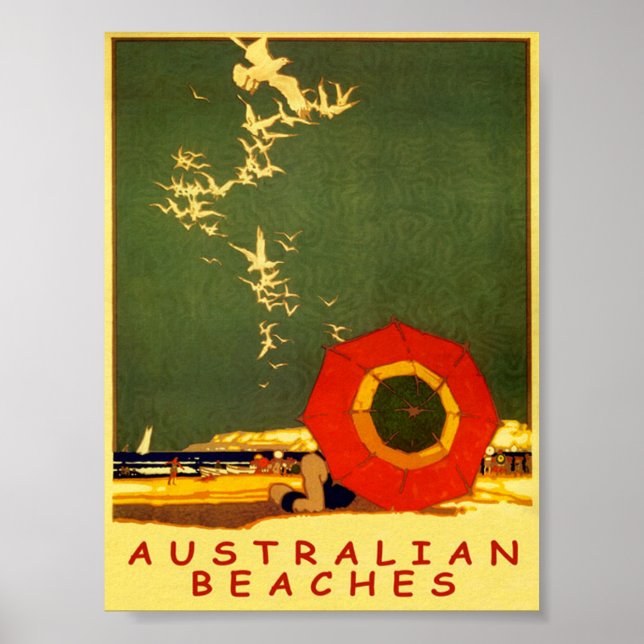 Australien Beaches Vintage Travel Poster (Vorne)