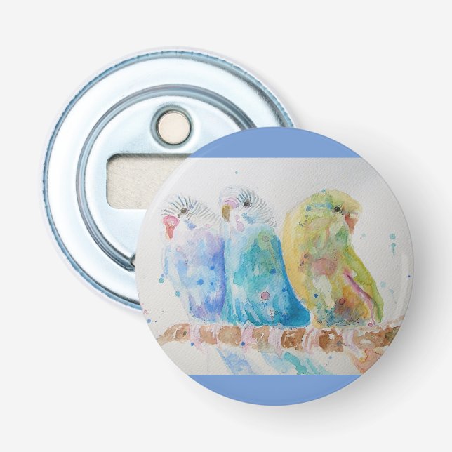 Australien Birds Budgie Wasserfarbe Kunst Flaschenöffner (Vorderseite)
