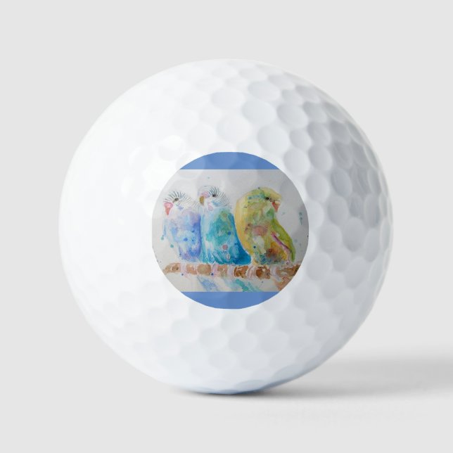 Australien Birds Budgie Wasserfarbe Kunst Golfball (Vorderseite)