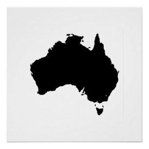 Australien Black Silhouette Map Poster