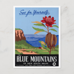 Australien Blaue Berge restauriert Vintage Poster Postkarte
