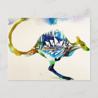 Australien City Skyline Liebe Watercolor Postkarte