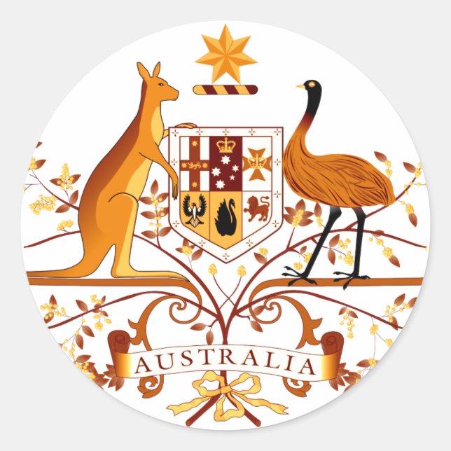 Australien COA Brown Runder Aufkleber (Vorderseite)