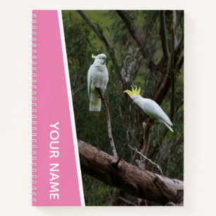 Australien Cockatoo Parrot Bird Couple, rosa Notizbuch