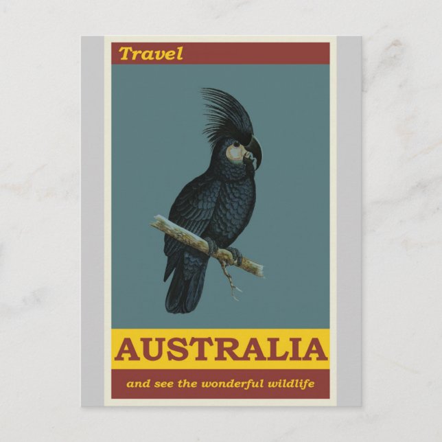 Australien Cockatoo Vintage Travel Poster Postkarte (Vorderseite)