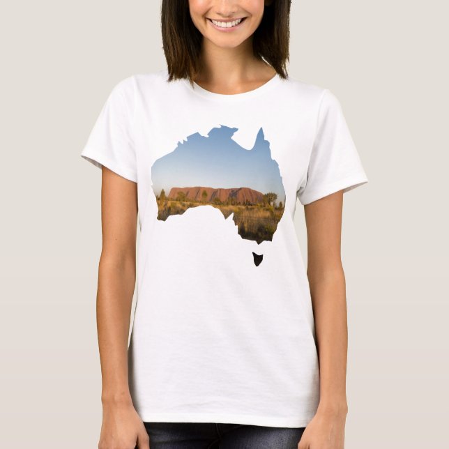 Australien Country Shape Uluru Ayers Rock T-Shirt (Vorderseite)