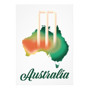 Australien Cricket-Karte. Fotodruck