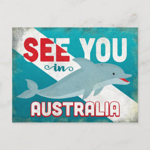 Australien-Delfin - Retro-Reise Vintage Postkarte