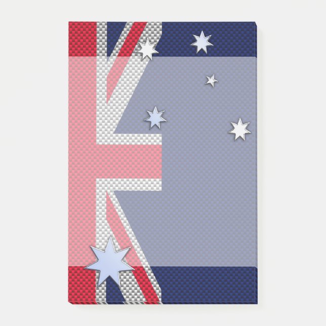 Australien Design in Carbon Fibre Chrome Style Post-it Klebezettel (Vorderseite)