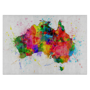 Australien-Farbe spritzt Karte Schneidebrett