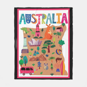 Australien farbiges Reiseplakat Fleecedecke