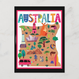 Australien farbiges Reiseplakat Postkarte