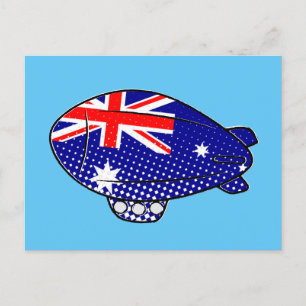 Australien Flagge Blimp Ballon in Blue Sky Custom Postkarte