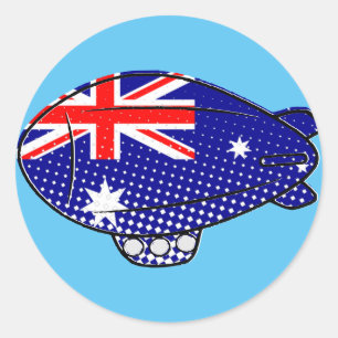 Australien Flagge Blimp Ballon in Blue Sky Custom Runder Aufkleber