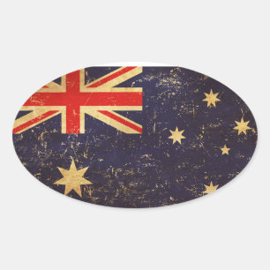 Australien-Flagge im Vintage-Design Ovaler Aufkleber
