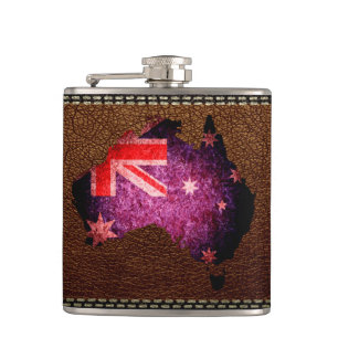 Australien Flagge Karte Flachmann