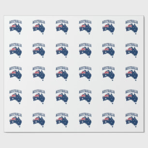 Australien-Flagge Karte Vintage-Distressed-Grafik_ Geschenkpapier