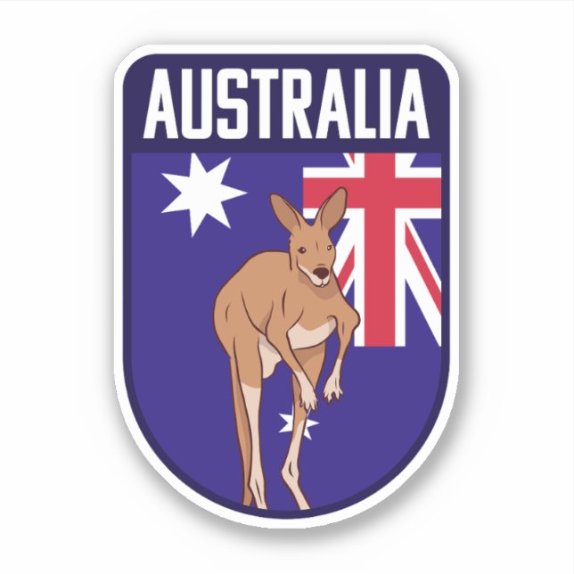 Australien Flagge mit Kangaroo - Australien Reisen Aufkleber (Vorderseite)