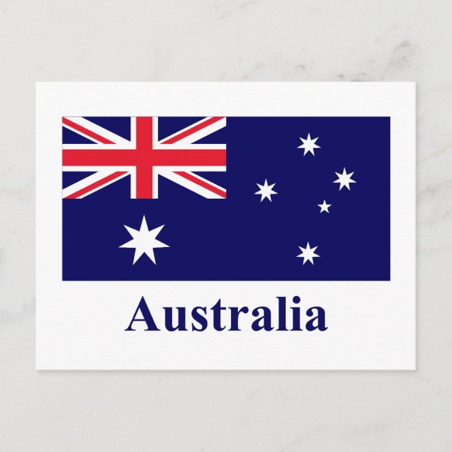 Australien Flagge mit Name Postkarte (Vorderseite)