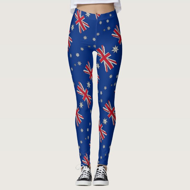 Australien Flaggen Art Decorative Doodle Leggings (Vorderseite)