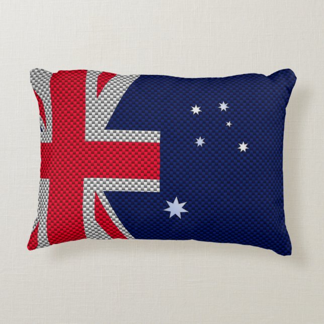 Australien Flaggendesign im Carbon Fibre Chrome St Zierkissen (Rückseite)